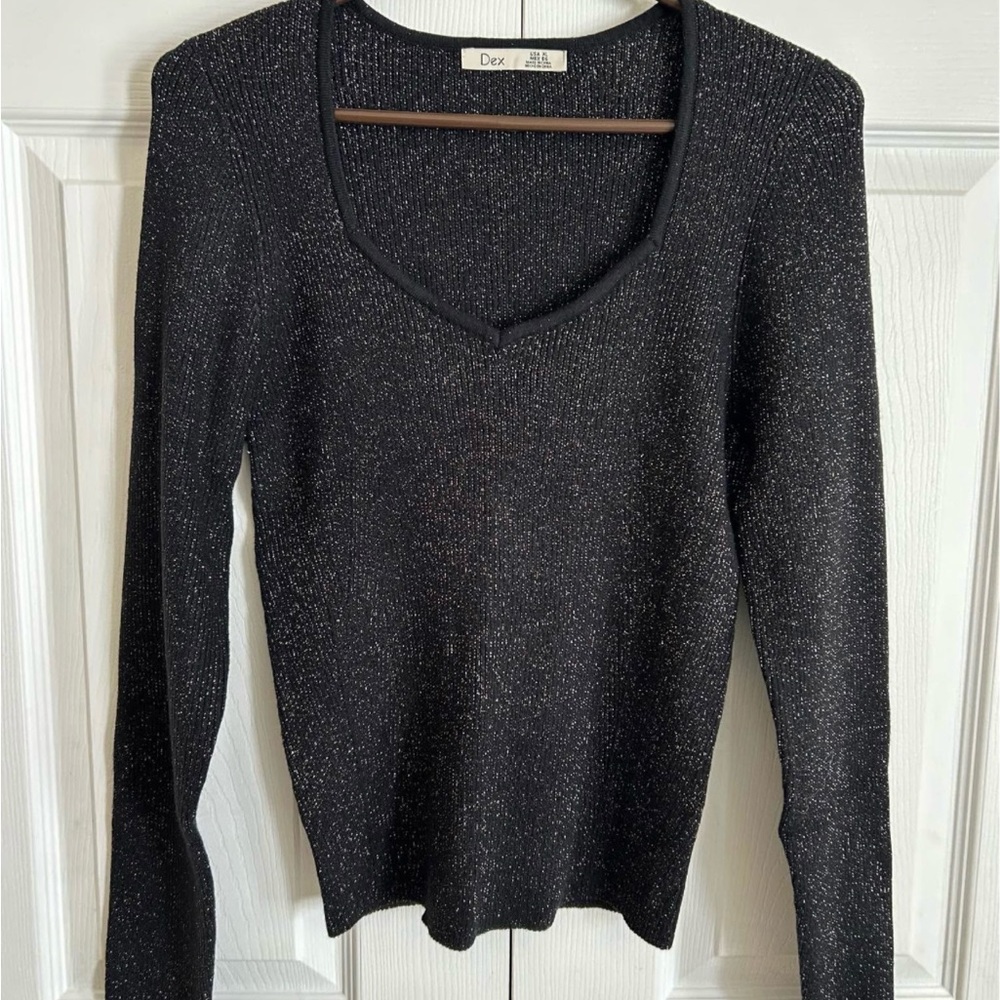 Dex Black Glitter Knit Top